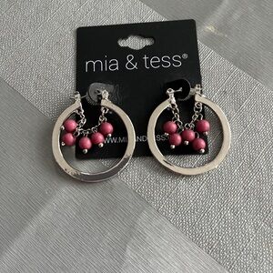 Silver and Pink Hoop Earrings